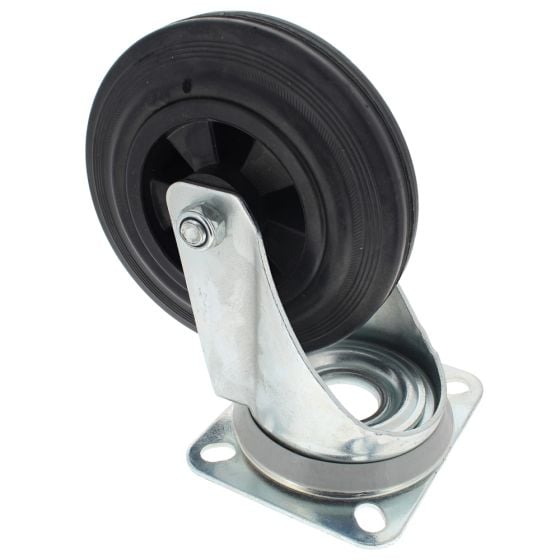 6" Rubber Swivel Castor with Roller Bearing Centres