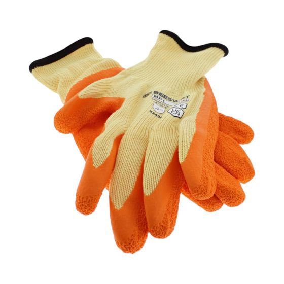 Multi-Purpose Gloves Knitted Base & Latex Rubber Coated Palms Orange XL