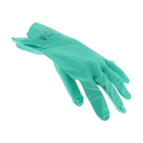 Nitrile Gauntlet 31.5cm Length Food Safe Wax Free & Flocked Lined Green XL