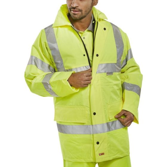 4 In 1 Jacket & Body-warmer Hi-Vis Reversible PU Coated Saturn Yellow