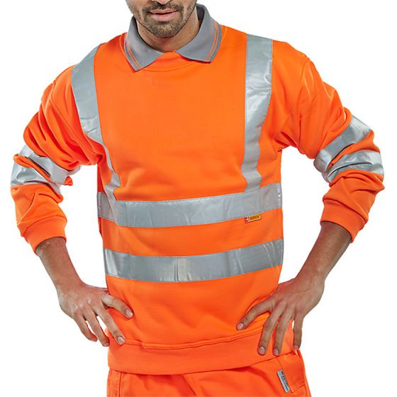 Hi-Vis Sweatshirt Pull-Over GO/RT 3279 - Railway use Certified Orange