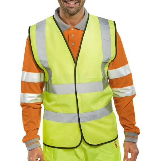 Hi-Vis Waistcoat Full App. G Polyester Velcro Fastening Saturn Yellow