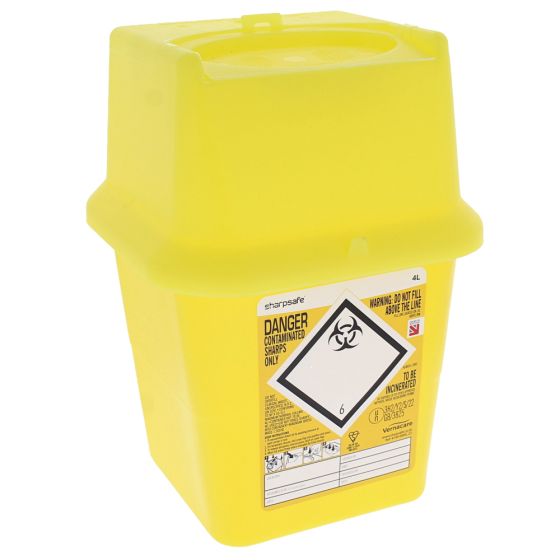 Sharps Bin Self Activating Inner Flap Ensures Safe Disposal 4.0L Capacity