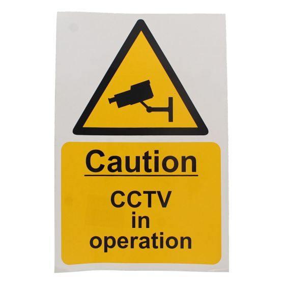 Caution Cctv In Operation Sign White/ Yellow - Pack of 5