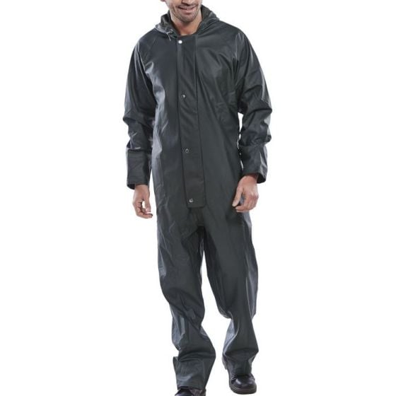 Super B-Dri Coveralls & Hood Polyester PU coating Front Zip Olive Green