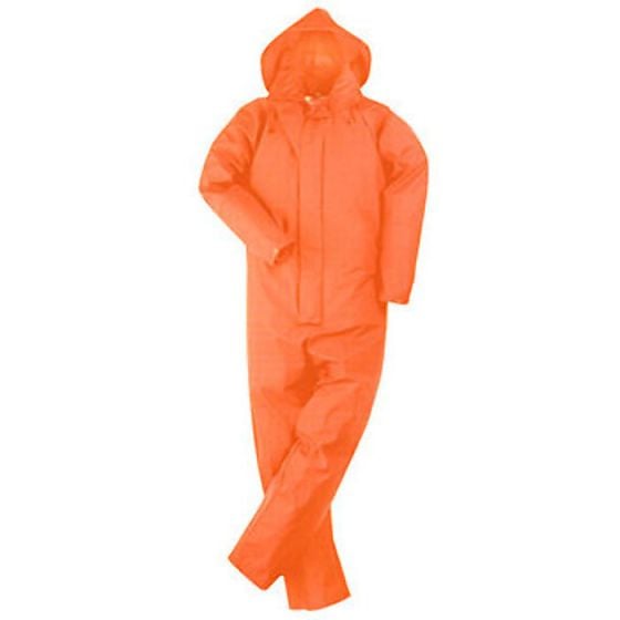 Transfer Coated Coverall PVC Polyester Fabric Zip/Press Stud Flap Orange