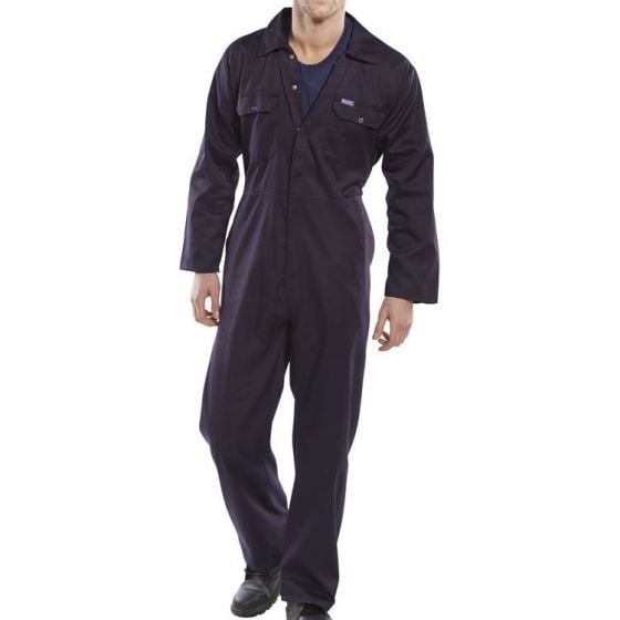 Regular Boilersuit Poly/Cotton Elasticated Waist Stud Front Navy