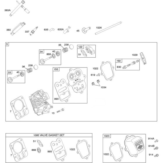 Cylinder Head Assembly for Briggs and Stratton Model No.12S492-0070-F8 Horizontal Shaft Engine