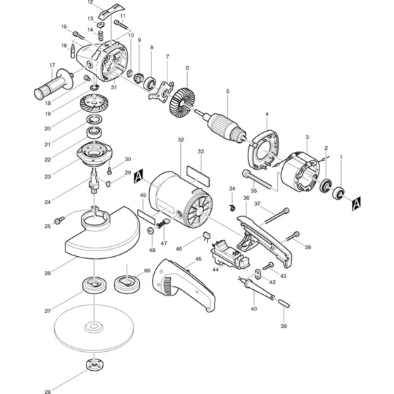 Main Assembly for Makita 9027S Angle Driver