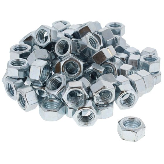 UNC Steel Nuts, Zinc Plated, Size: 1/2". Pack of 100