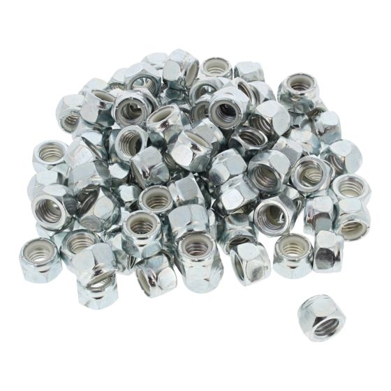 UNC Nylon Insert Locking Nuts, Zinc Plated, Size: 7/16". Pack of 100