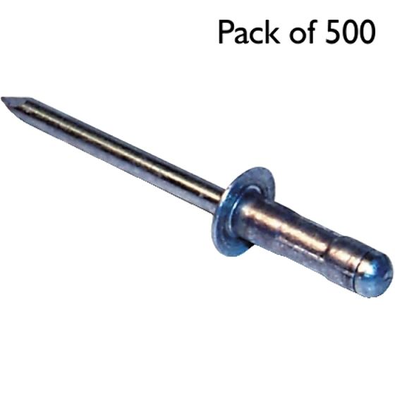 POP Rivets, Standard Flange, Aluminium. Diam: 4mm x Length: 13mm - Pack of 500