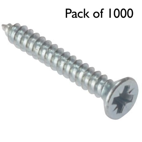Self Tapping Screws, Pozidriv (Countersunk Head) Size: No.10x1.1/4" - Pack of 1000