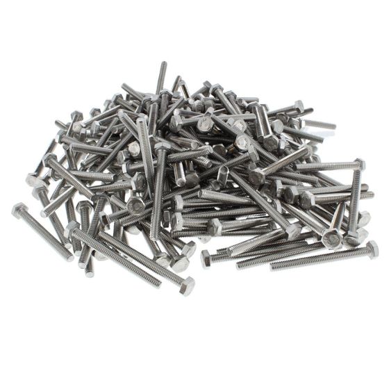 M4 x 40mm A2 Hexagon Head Stainless Steel DIN 933 Setscrews 200 Pack