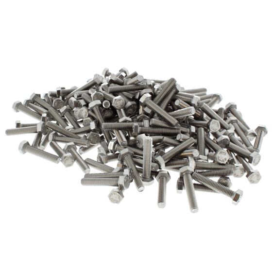 M5 x 25mm A2 Hexagon Head Stainless Steel DIN 933 Setscrews 200 Pack