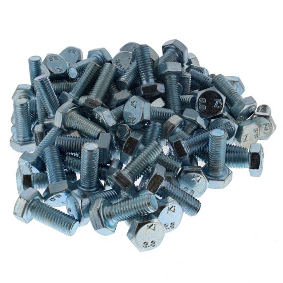 M10 x 25mm Zinc Plated 8.8 HT DIN 933 Setscrews - Pack of 100