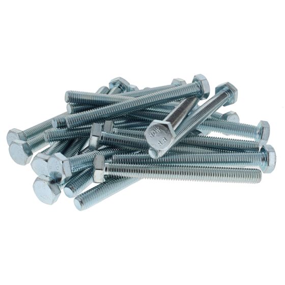 M10 x 100mm Zinc Plated 8.8 HT DIN 933 Setscrew - Pack of 25