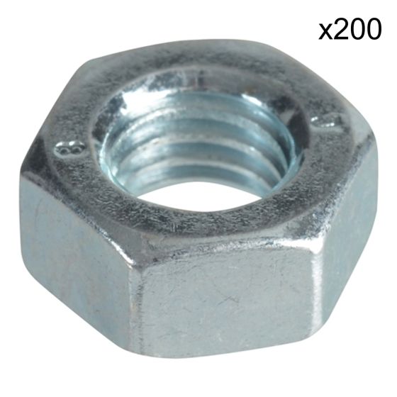 UNF Steel Nuts, Zinc Plated, Size: 1/4". Pack of 200