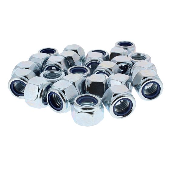 Metric Nylon Insert Locking Nut, 'P' Zinc Plated, Size: M16. Pack of 25