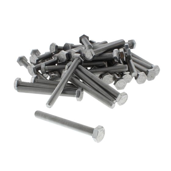 M10 x 90mm A2 Hexagon Head Stainless Steel DIN 933 Setscrews 50 Pack