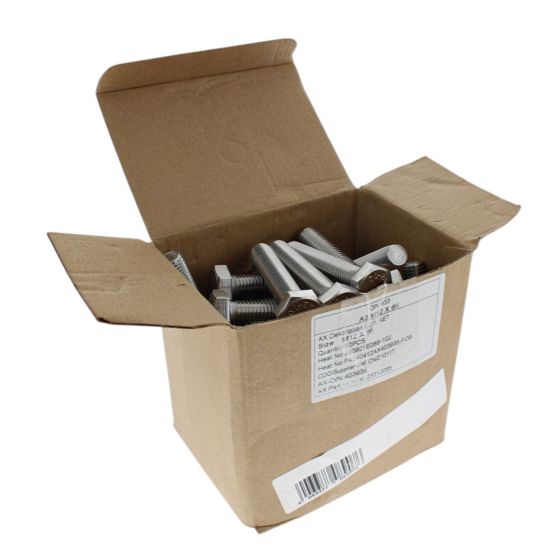 M12 x 65mm A2 Hexagon Head Stainless Steel DIN 933 Setscrews - Pack of 50