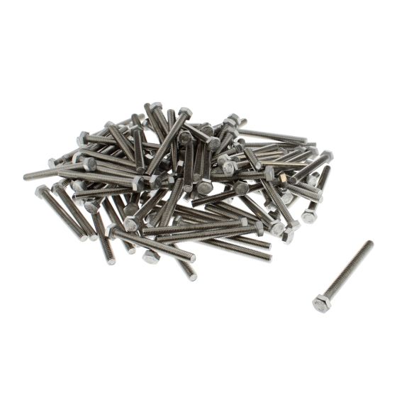 M5 x 50mm A2 Hexagon Head Stainless Steel DIN 933 Setscrews 100 Pack