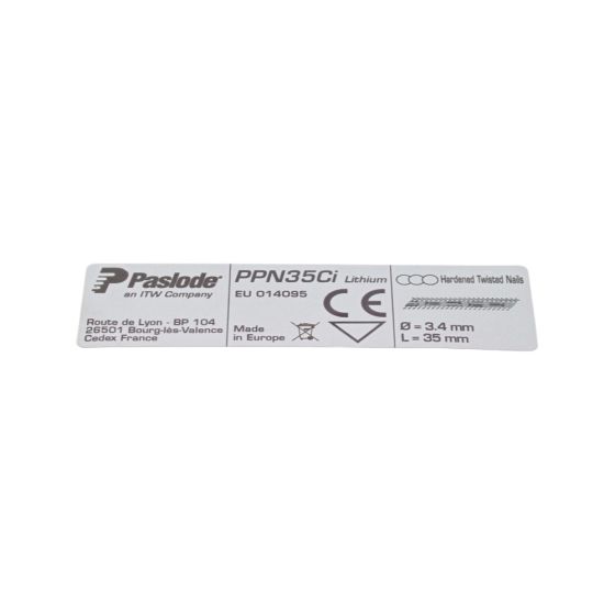 Name Plate Label for Paslode/Spit PPN35Ci Nail Gun/Stapler - 019108