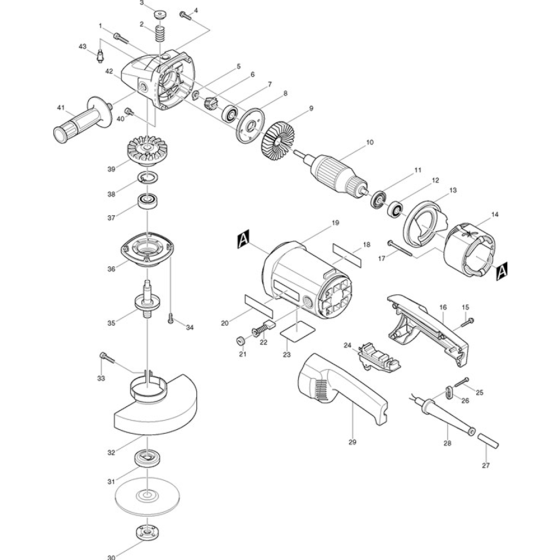 Main Assembly for Makita 9069S Angle Driver