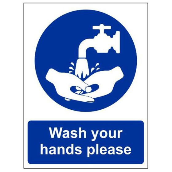 Wash Your Hands Please - Rectangular Semi-rigid Styrene Sign