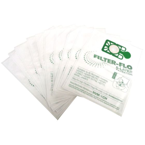 Filter-Flo Synthetic Dust Bags Suitable for Numatic Cylinder Vacuum Cleaner Appliances