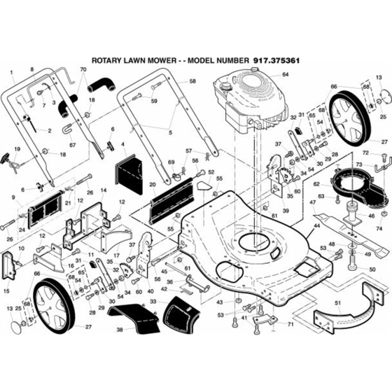 Repair Parts for Husqvarna 917.375361 Lawn Mowers