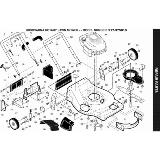 Repair Parts  for Husqvarna 917.375810 Lawn Mowers