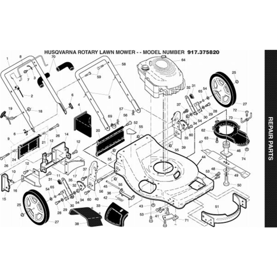 Repair Parts  for Husqvarna 917.375820 Lawn Mowers