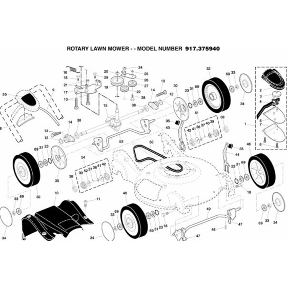 Repair Parts-1 for Husqvarna 917.375940 Lawn Mowers