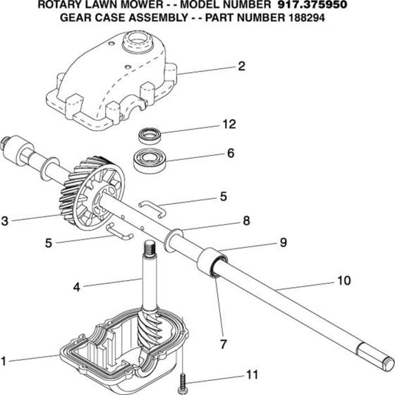 Gear Case for Husqvarna 917.375950 Lawn Mowers