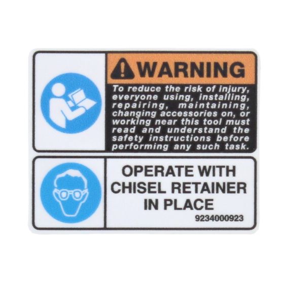 Warning Label Decal for Atlas Copco Cobra TT Breaker - 9234 0009 23