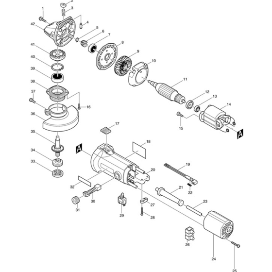 Main Assembly for Makita 9528NB Angle Grinder