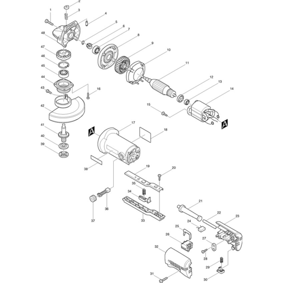 Main Assembly for Makita 9528PB Angle Grinder