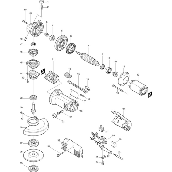 Main Assembly for Makita 9541 Angle Grinder