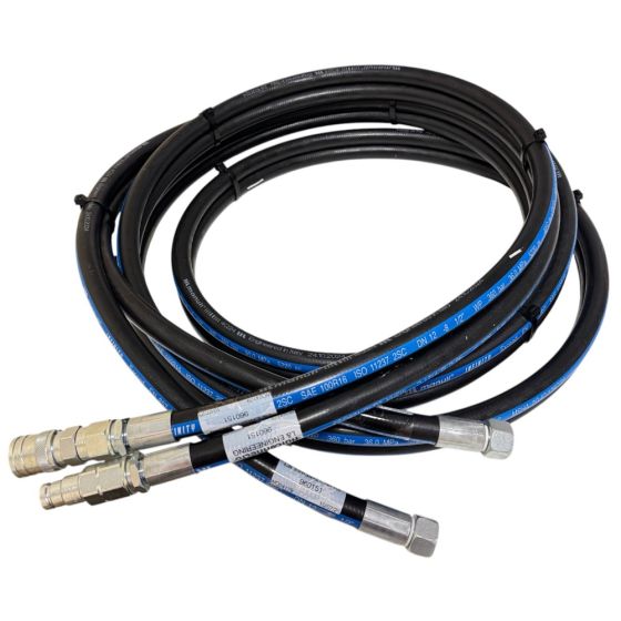 1/2" Hydraulic Twin Hose Assembly / Breaker Hose - 6m Long & 1/2" Coupling Set
