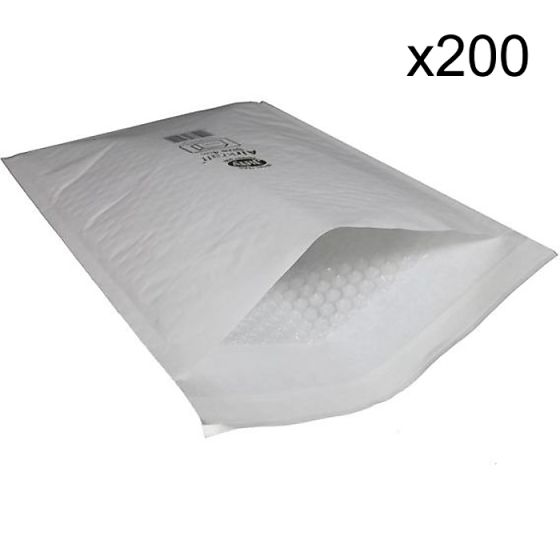 White Padded Jiffy Bag - Size: B/00 - Width: 110mm, Height: 120mm (200PK)