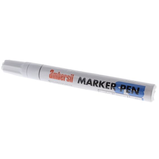 White Ambersil Permanent Paint Marker Pen for Metal, Glass, Plastic (Each)