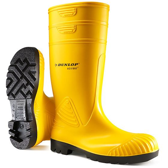 DUNLOP Acifort Wellington Boot Heavy Duty Full Safety Toecap Yellow Size 06