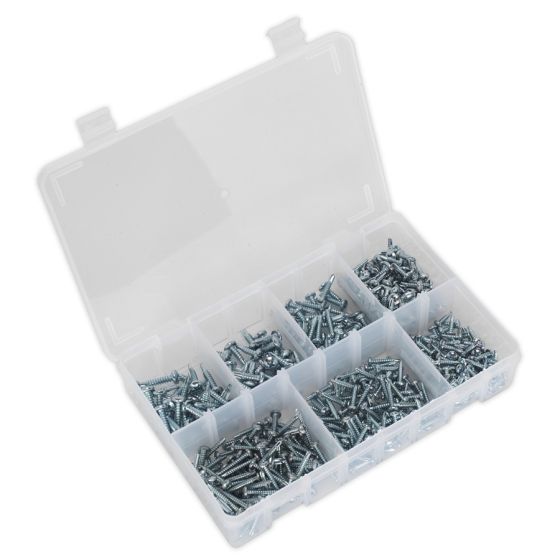 Self Drilling Screw Assortment 500pc Pan Head Phillips Zinc D7504N Sealey Part No. AB060SDS