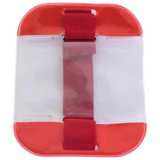 Visible Armband ID - Wipe Clean Clear PVC Adjustable Elastic Band - Red