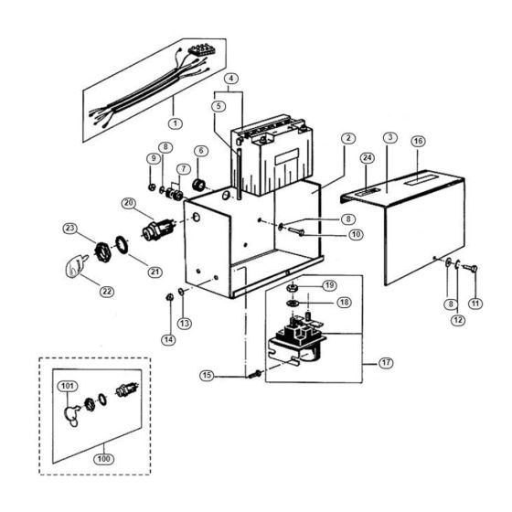 Battery Box Assembly  for Stihl/ Viking AB 4099 SE Petrol Shredder