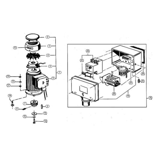 Motor, Switch Assembly for Stihl/ Viking AD 4064 S Electric Shredders