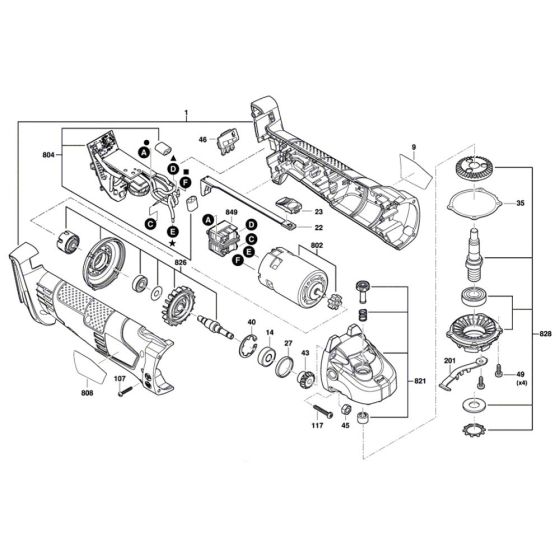 Angle Grinder Assembly for Bosch AdvancedGrind 18