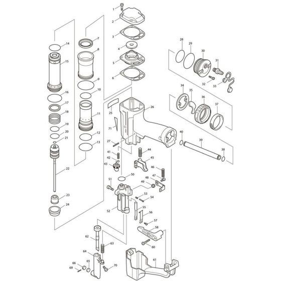 Main Assembly for Makita AG125 Pin Nail Guns
