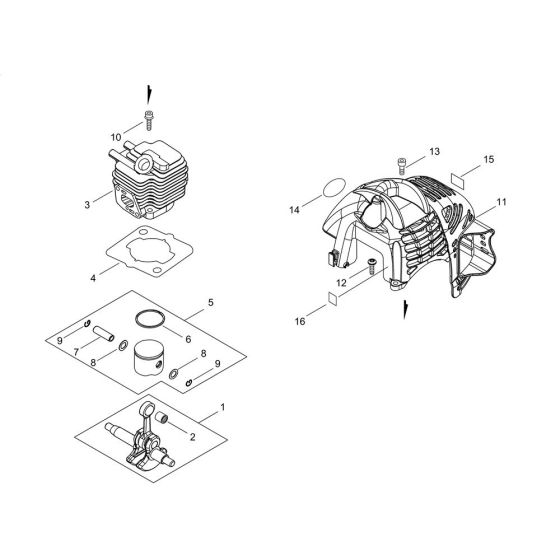 Cylinder, Piston, Crankshaft